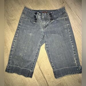 ELLE Denim Y2K Bermuda Shorts Womens Size 2  Blue Medium Wash Jeans Retro Button